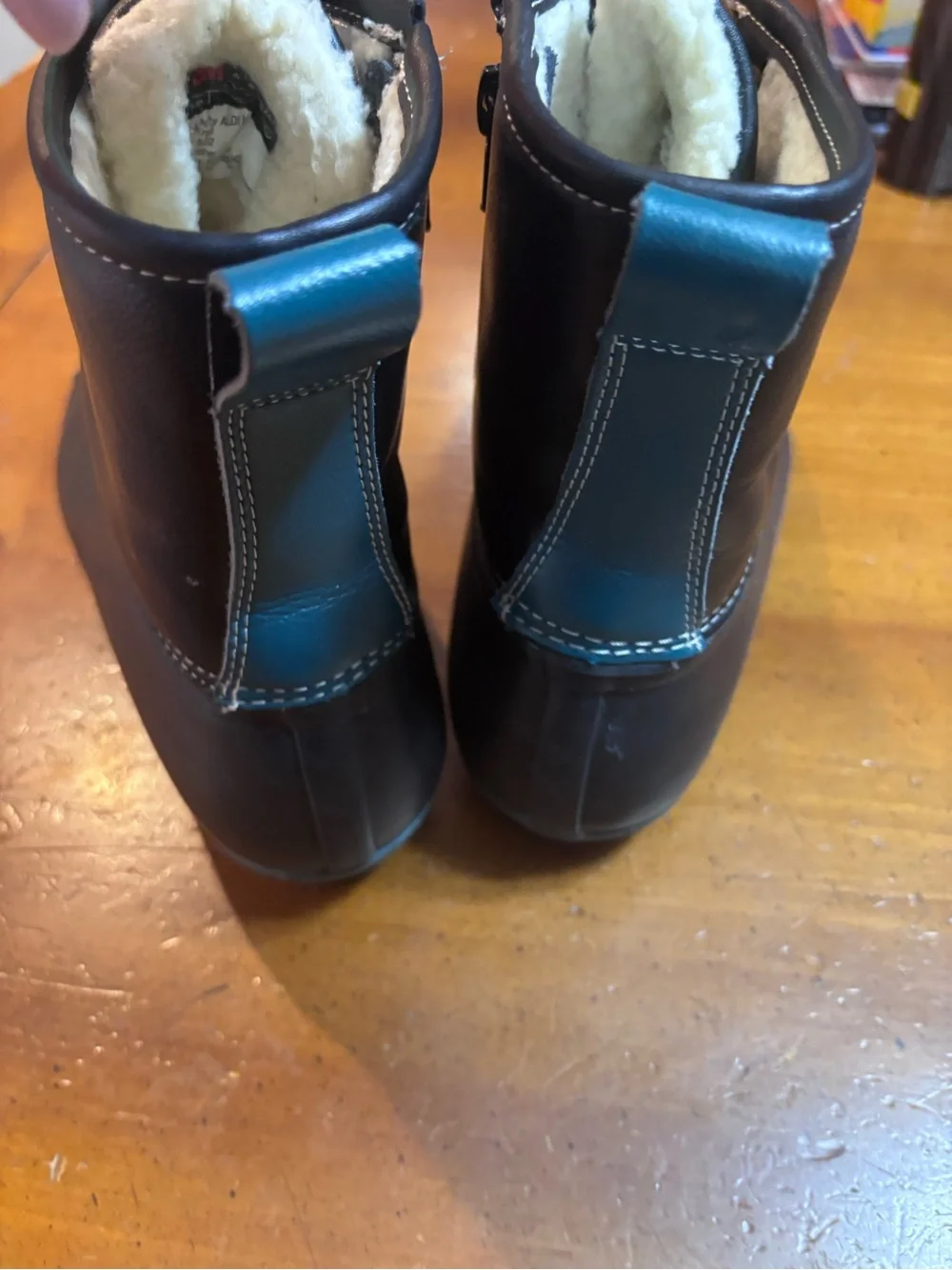 Serra Black Lace-Up Duck Boots with real Accent